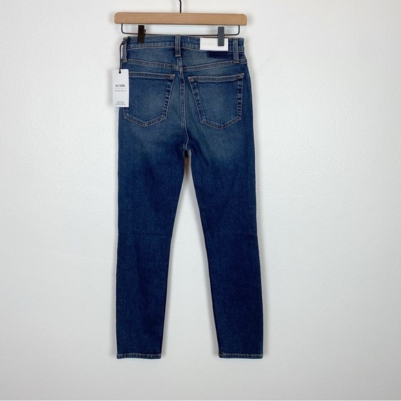 Re/Done Comfort Stretch High Rise Crop Jeans in Midnight Blue - Picture 6 of 10